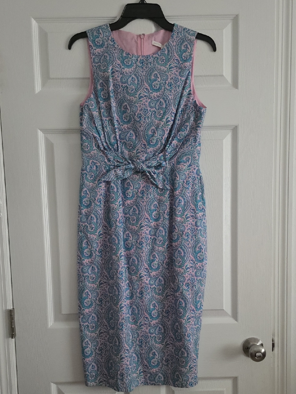 ANTONIO MELANI Pink & Blue Paisley Tie-Waist Midi Dress